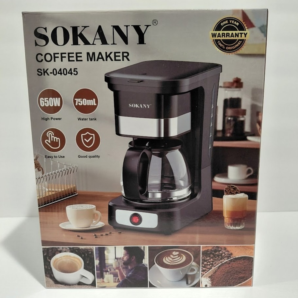 Sokany  Black And Silver 750ml Coffee Maker